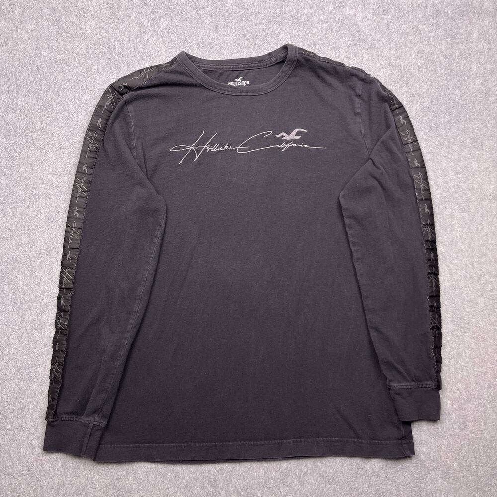hollister shirt black cotton crew neck long sleeve small